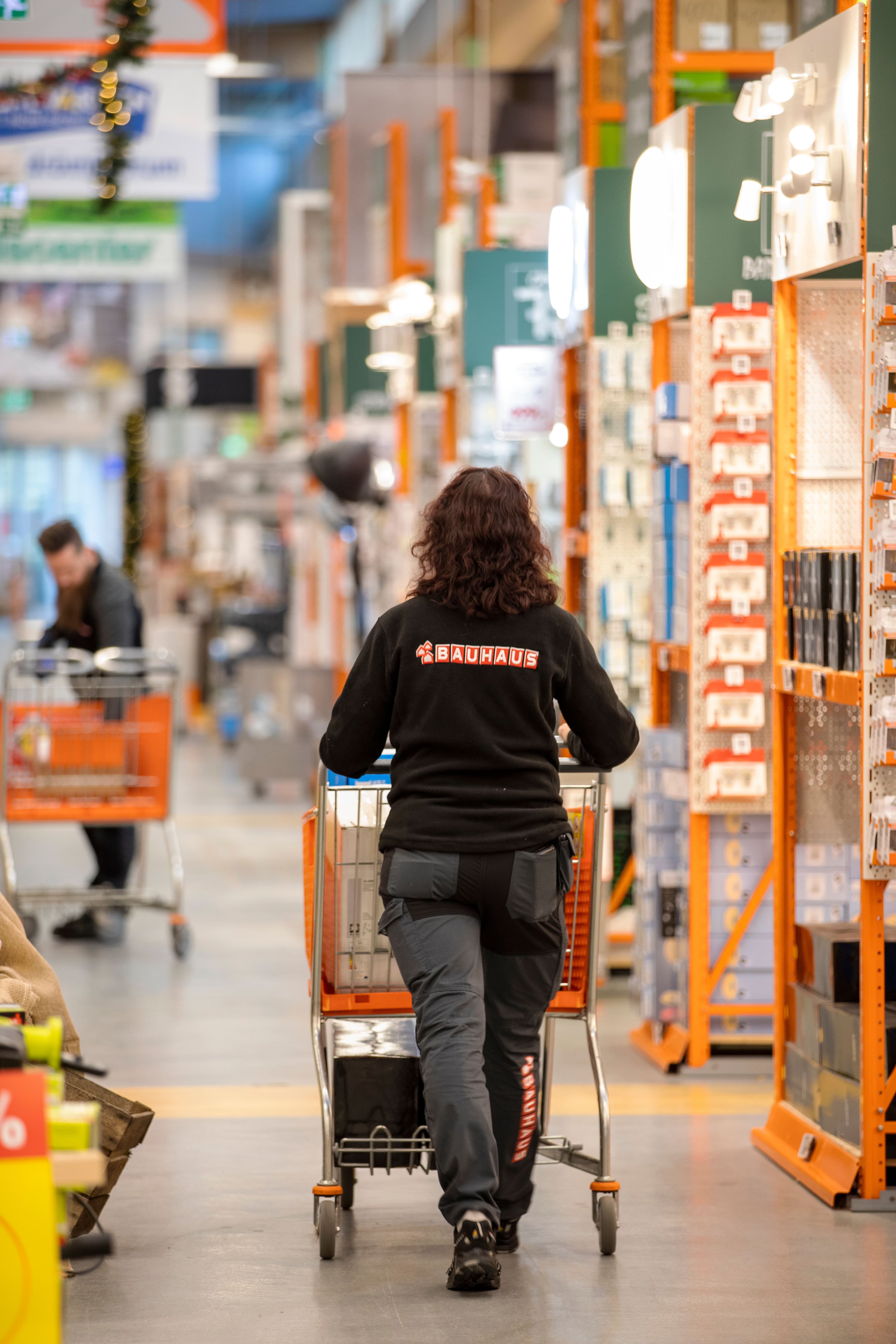 Woman walking in a huge store